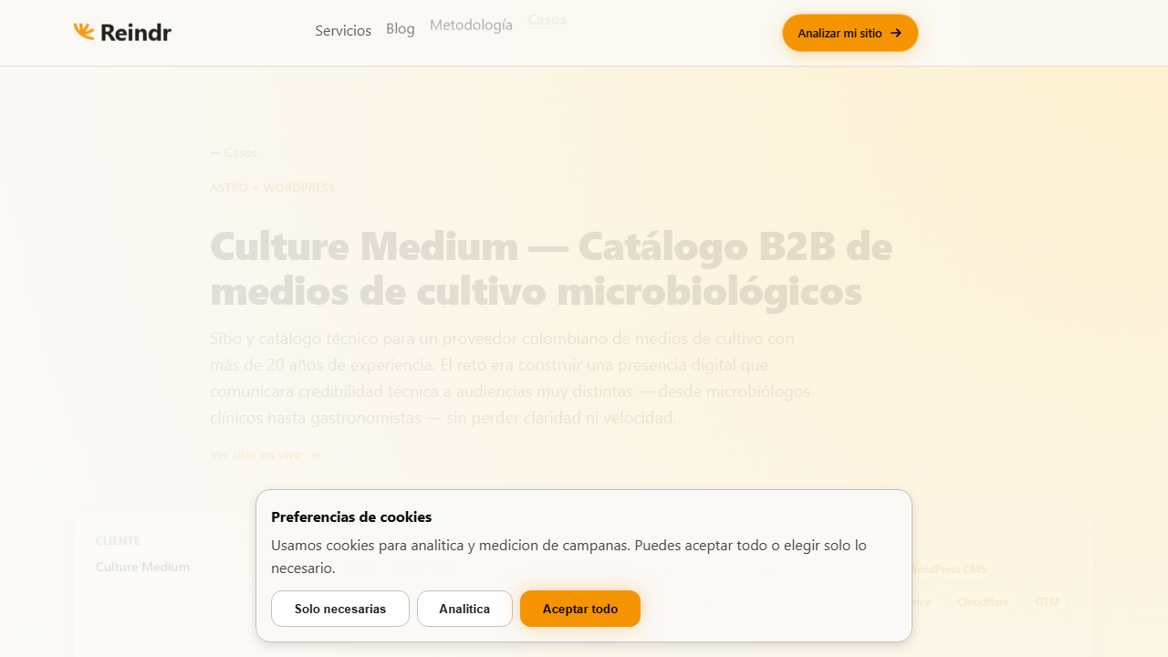 Caso Culture Medium con arquitectura de contenido y catálago B2B