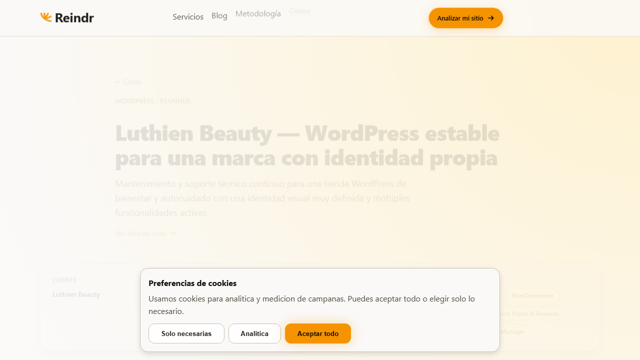 Caso Luthien con soporte WordPress y mantenimiento continuo