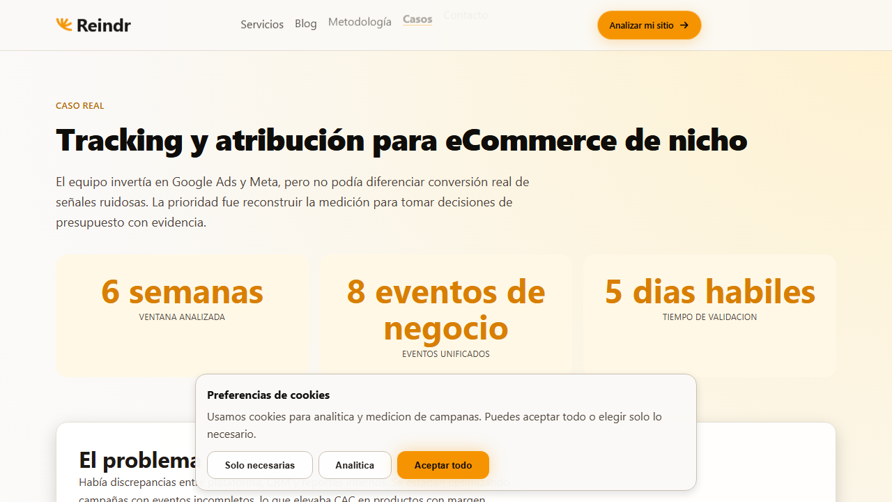 Caso Tracking + Ads Conversion con resumen de medicion y atribucion